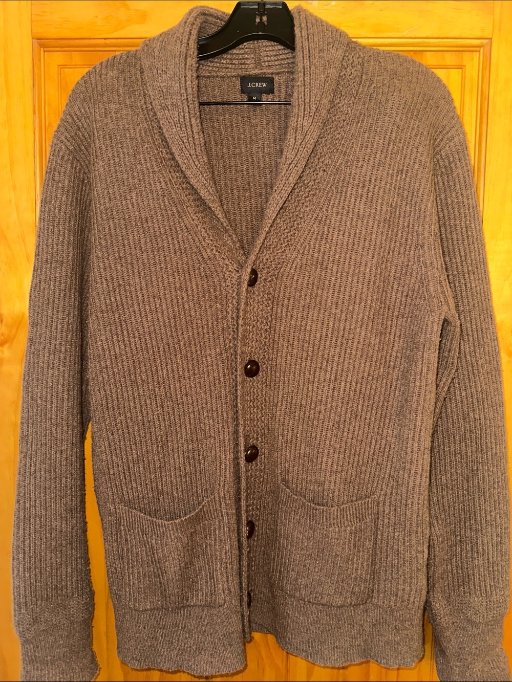 J. Crew Men's Shawl Collar Button-Up Sweater Cardigan - Brow